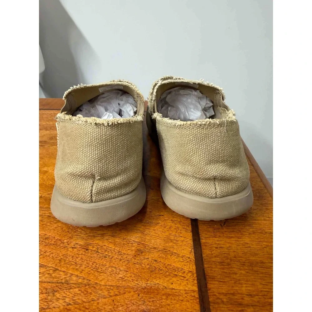 Crocs Santa Cruz Mens Khaki Tan Canvas Slip On Loafers Size 10 M 10128